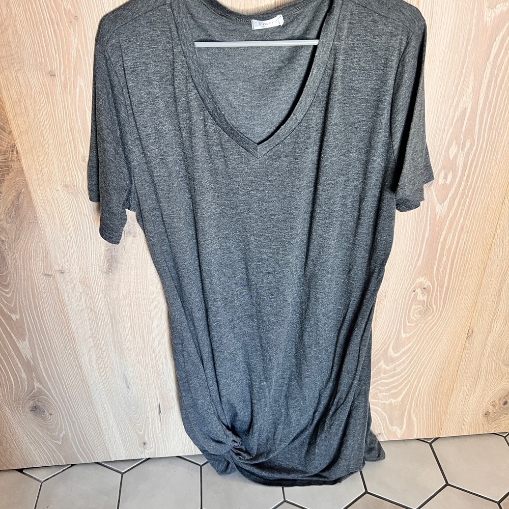 Gray V-Neck Women's Shirt Fress